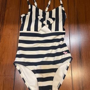 White and blue swim suit